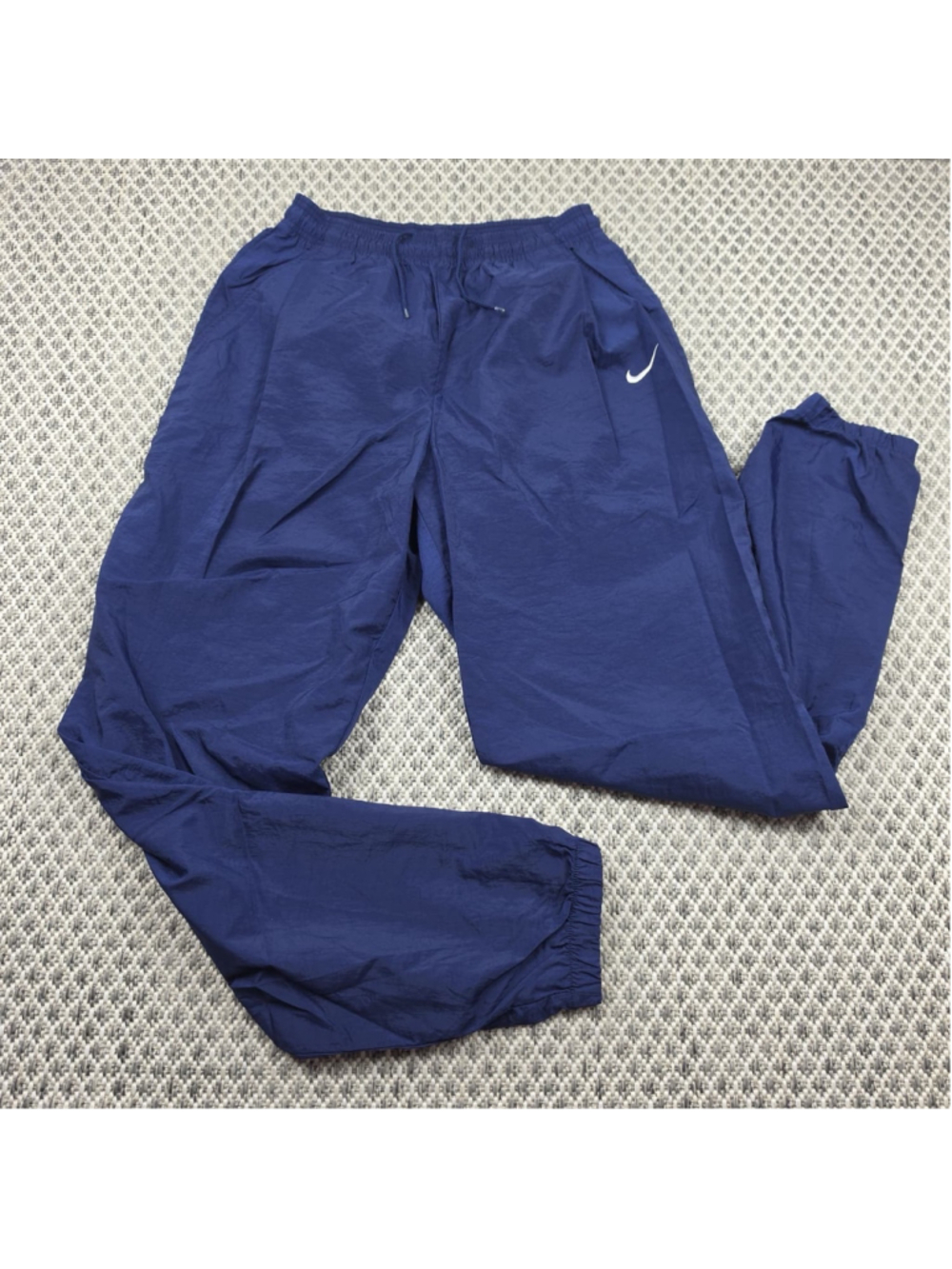 Vintage Nike Men's Medium Navy Blue Nylon Track Pants Y2K Windbreaker Joggers